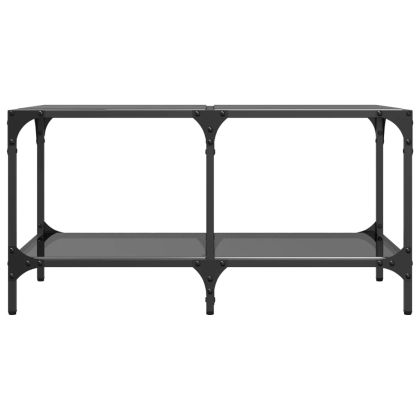 Маса за кафе с черен стъклен плот 78,5x40x40 см стомана