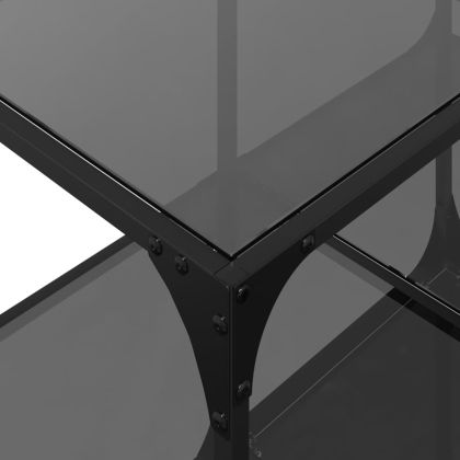 Маса за кафе с черен стъклен плот 78,5x40x40 см стомана