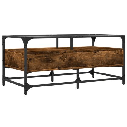 Маса за кафе със стъклен плот, опушен дъб,98,5x50x45см, стомана