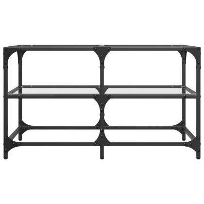 Маса за кафе с прозрачен стъклен плот 78,5x40x45 см стомана