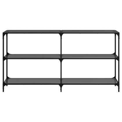 Конзолна маса с черен стъклен плот 158,5x30x81 см стомана