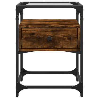 Нощно шкафче, опушен дъб, 40x40x55 см, инженерно дърво