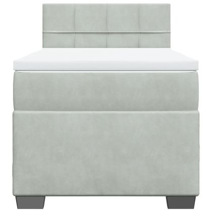 Боксспринг легло с матрак, светлосиво, 100x200 см, кадифе