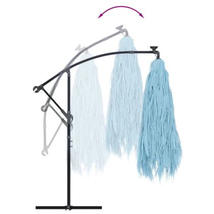 Градински чадър със стоманен прът, син, 290x290x238 см