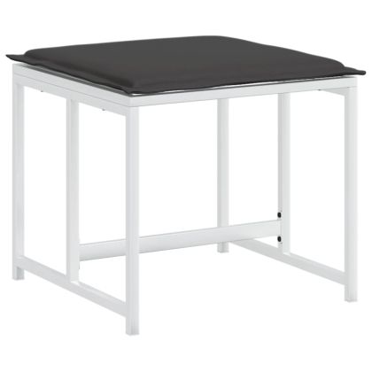 Градински комплект от 15 части, с възглавници, бял, текстилен