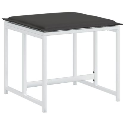 Градински комплект от 11 части, с възглавници, бял, текстилен