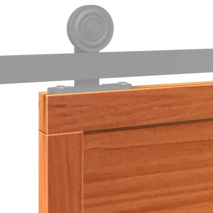 Плъзгаща се врата восъчнокафяво 90x208 см масивно борово дърво