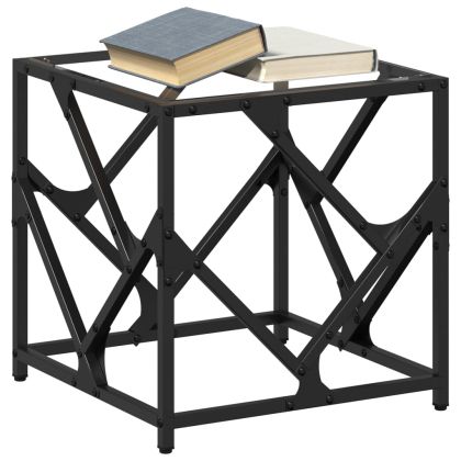 Маса за кафе с прозрачен стъклен плот 40x40x41 см стомана