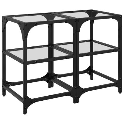 Маси за кафе с прозрачен стъклен плот 2 бр 30x30x45 см стомана