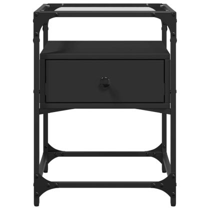 Нощни шкафчета, 2 бр, черни, 40x40x55 см, инженерно дърво