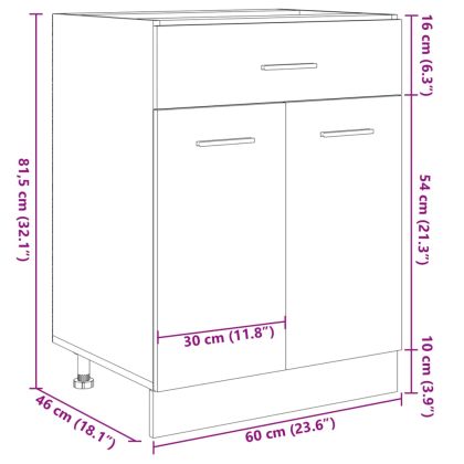Шкаф с чекмеджета "Lyon", дъб Сонома, 60x46x81,5 см, инженерно дърво