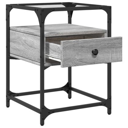 Нощно шкафче, сив сонома, 40x40x55 см, инженерно дърво