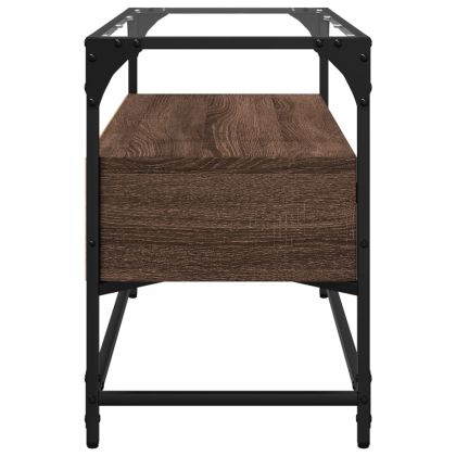 ТВ шкаф със стъклен плот кафяв дъб 80x35x51 см инженерно дърво