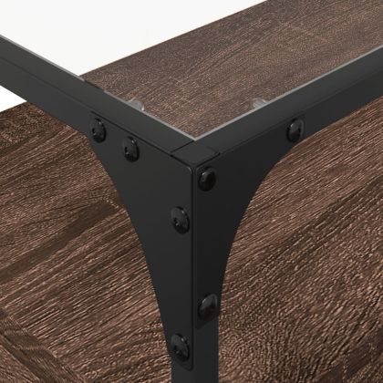 ТВ шкаф със стъклен плот кафяв дъб 80x35x51 см инженерно дърво