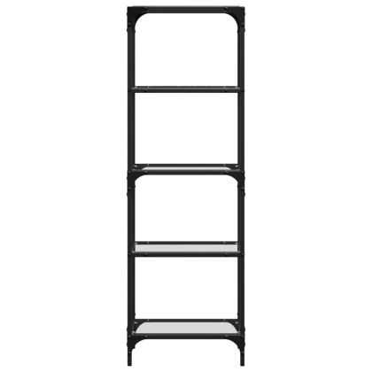 Стелаж с прозрачен стъклен плот 40x30x123 см стомана