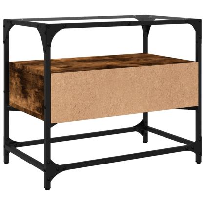 ТВ шкаф със стъклен плот опушен дъб 60x35x51 см инженерно дърво