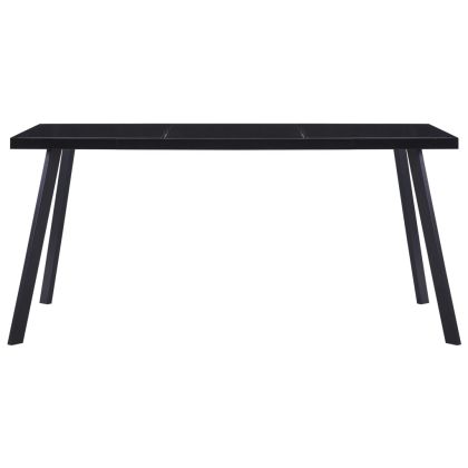 Трапезна маса, черна, 180x90x75 см, закалено стъкло