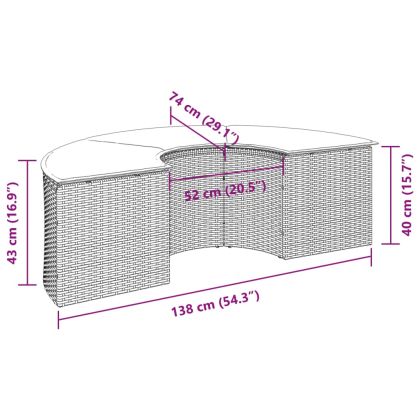 Градинска табуретка за крака с възглавница, черна, полиратан
