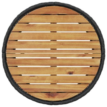 Градински диван с маса и възглавници полукръгъл черен полиратан