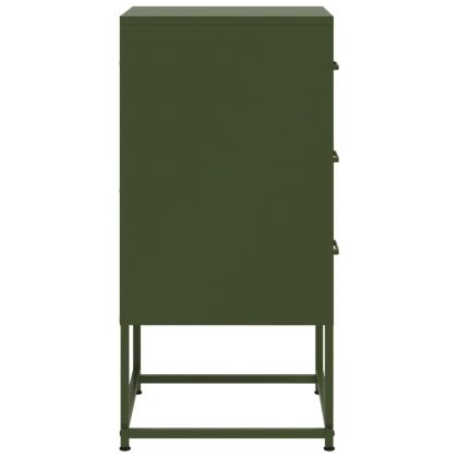 Нощно шкафче, маслиненозелено, 36x39x78 см, стомана
