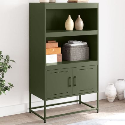 Висок шкаф, маслиненозелен, 68,5x38,5x123,5 см, стомана
