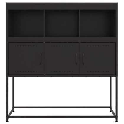Бюфет, черен, 100,5x39x107 см, стомана