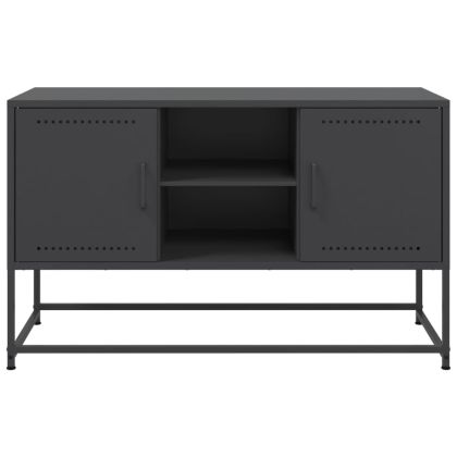 ТВ шкаф, черен, 100,5x39x60,5 см, стомана