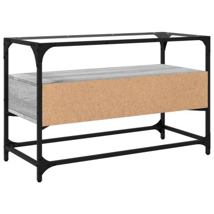 ТВ шкаф със стъклен плот сив сонома 80x35x51 см инженерно дърво