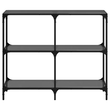 Конзолна маса с черен стъклен плот 98x30x81 см стомана