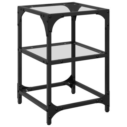 Маса за кафе с прозрачен стъклен плот 30x30x45 см стомана