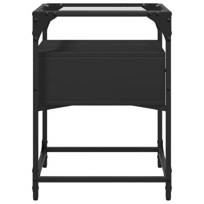 Нощно шкафче, черно, 40x40x55 см, инженерно дърво