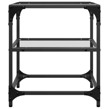 Маси за кафе с прозрачен стъклен плот 2 бр 40x40x45 см стомана