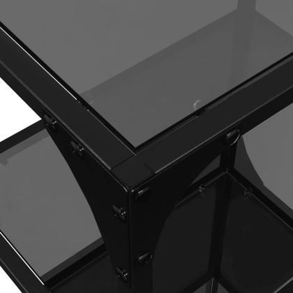 Стелаж с черен стъклен плот 40x30x123 см стомана