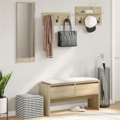 Комплект от 4 части мебели за антре, дъб сонома инженерно дърво