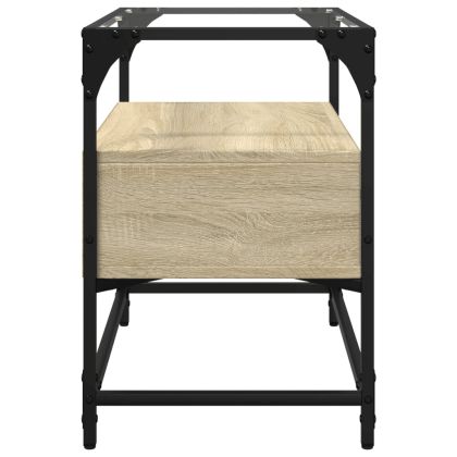 ТВ шкаф със стъклен плот сонома дъб 60x35x51 см инженерно дърво