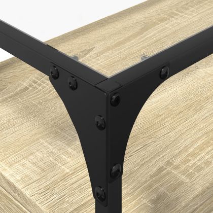 ТВ шкаф със стъклен плот сонома дъб 60x35x51 см инженерно дърво