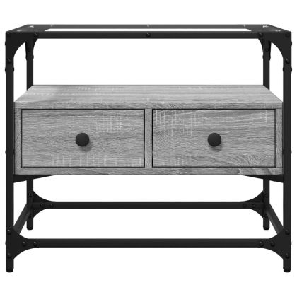 ТВ шкаф със стъклен плот сив сонома 60x35x51 см инженерно дърво