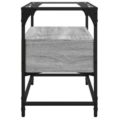 ТВ шкаф със стъклен плот сив сонома 60x35x51 см инженерно дърво