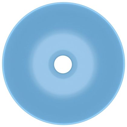 Керамична мивка за баня, светлосиня, кръгла