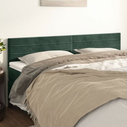 Горни табли за легло, 2 бр, зелени, 90x5x78/88 см кадифе