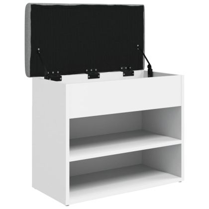 Пейка за обувки, бяла, 62x32x50 см, инженерно дърво