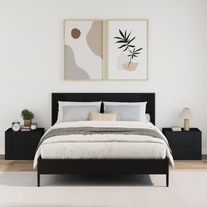 Нощни шкафчета за стенен монтаж, 2 бр, черни, 45x30x35 см