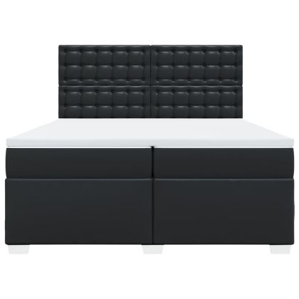 Боксспринг легло с матрак, черно, 200x200 см, изкуствена кожа