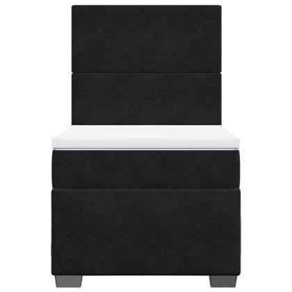Боксспринг легло с матрак, черно, 100x200 см, кадифе