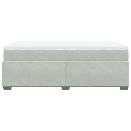 Боксспринг легло с матрак, светлосива, 90x190 см, кадифе