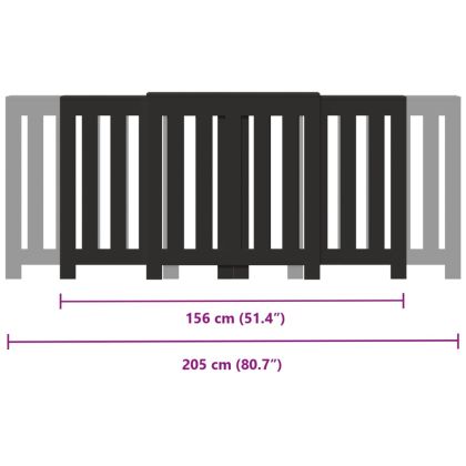 Капак за радиатор, черен, 205x21,5x83,5 см, инженерно дърво