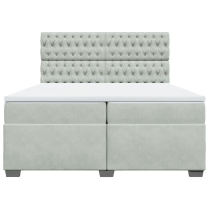 Боксспринг легло с матрак, светлосиво, 200x200 см, кадифе