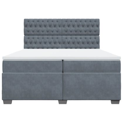 Боксспринг легло с матрак, тъмносиво, 200x200 см, кадифе