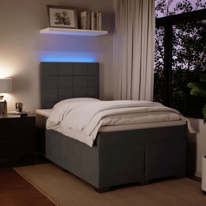 Боксспринг легло с матрак, тъмносиво, 120x200 см, кадифе