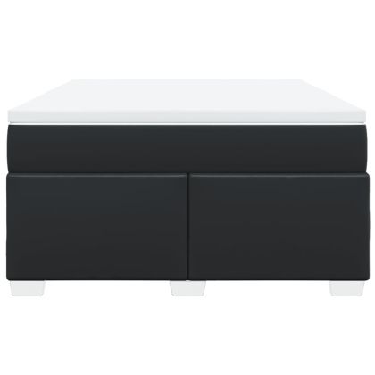 Боксспринг легло с матрак, черно, 140x200 см, изкуствена кожа